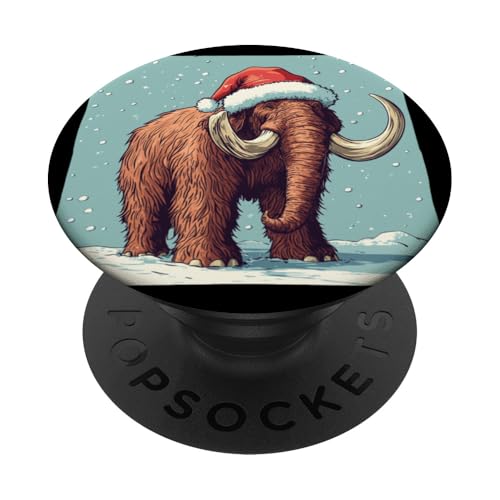 Jolly Holiday Mammut mit Weihnachtsmann-Flair für Mann und Frau PopSockets Klebender PopGrip von Funny Christmas Mammoth