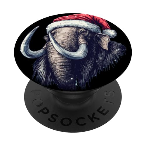 Tolles Mammoth in Weihnachtsmannmütze für Weihnachtsfreude PopSockets Klebender PopGrip von Funny Christmas Mammoth