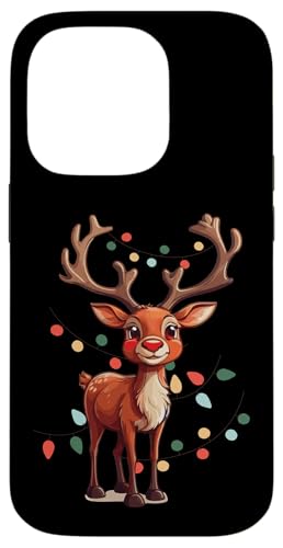 Hülle für iPhone 14 Pro Festliche Rentier-Rudolph-Weihnachtsbeleuchtung für Erwachsene von Funny Christmas Pajama Tees