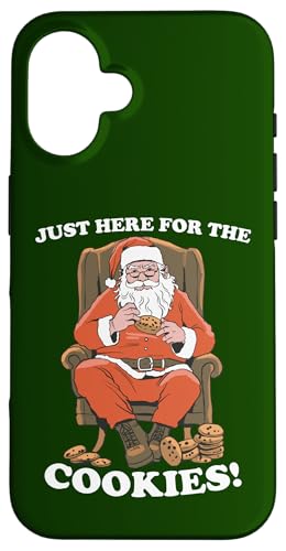 Hülle für iPhone 16 Lustig "Just Here for the Cookies", Weihnachten, Erwachsene, Kinder von Funny Christmas Pajama Tees