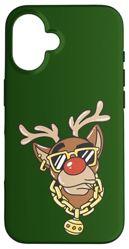 Hülle für iPhone 16 Lustiges Gangsta Rentier Rudolph Bling Weihnachten Weihnachten Erwachsene von Funny Christmas Pajama Tees