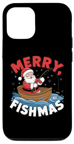 Hülle für iPhone 12/12 Pro Merry Fishmas Lustiges Weihnachten Weihnachtsmann Fishing Fisherman von Funny Christmas Pajamas Costume Gifts Idea