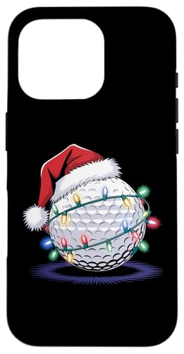 Hülle für iPhone 16 Pro Golfball-Weihnachtsmannmütze, lustige Weihnachtsbeleuchtung von Funny Christmas Pajamas Costume Gifts Idea