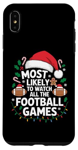 Hülle für iPhone XS Max Am wahrscheinlichsten sehen Sie alle Fußballspiele Weihnachtsfamilie von Funny Christmas Pajamas Costume Gifts Idea