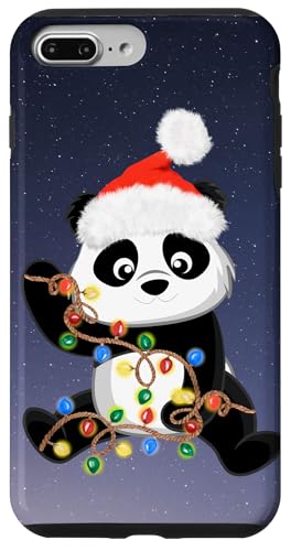 Hülle für iPhone 7 Plus/8 Plus Weihnachten Panda Bär Weihnachtsbeleuchtung Weihnachten Panda von Funny Christmas Panda Snow Designs