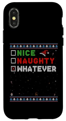 Hülle für iPhone X/XS Nice Naughty Whatever - Christmas Santa Claus Vibes von Funny Christmas Store - Nice & Naughty List Outfit