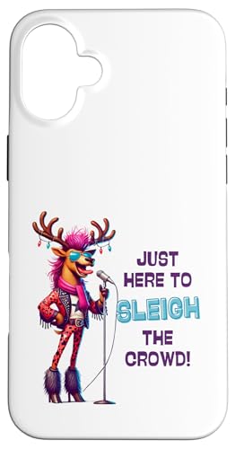 Hülle für iPhone 16 Plus Lustiges Rock-Rentier das gerade hier ist um die von Funny Christmas and More by So Cool Designs