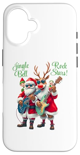 Hülle für iPhone 16 Rockende Weihnachtsmann und Rentier-Feiertagsband Coole von Funny Christmas and More by So Cool Designs