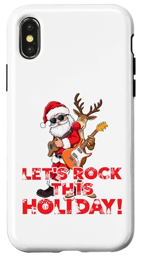 Hülle für iPhone X/XS Weihnachtsmann und Rentier rocken. Lasst uns dieses lustige von Funny Christmas and More by So Cool Designs