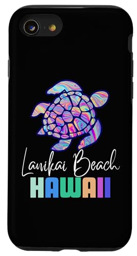 Hülle für iPhone SE (2020) / 7 / 8 Lanikai Beach Hawaii Urlaub mit floralen Meeresschildkröten auf Hawaii von Funny Cool Tees