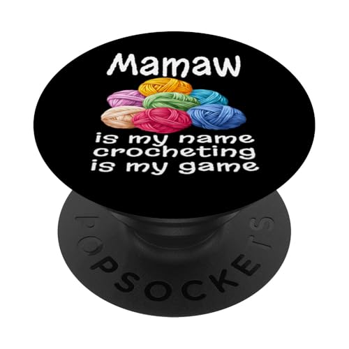 Lustig Mama ist mein Name Häkeln ist mein Spiel Humor Oma PopSockets Klebender PopGrip von Funny Crochet Gifts