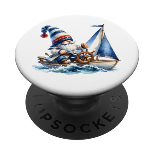 Funny Sailing Gnome Boat Captain For Men Retired Dad Life PopSockets Klebender PopGrip von Funny Cruise Ship Accessories & Boat Captain Gifts