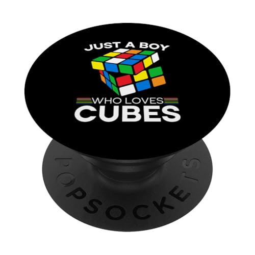 Nur ein Junge, der Würfel liebt, Speed Cubing zu lösen PopSockets Klebender PopGrip von Funny Cube Solving Apparel