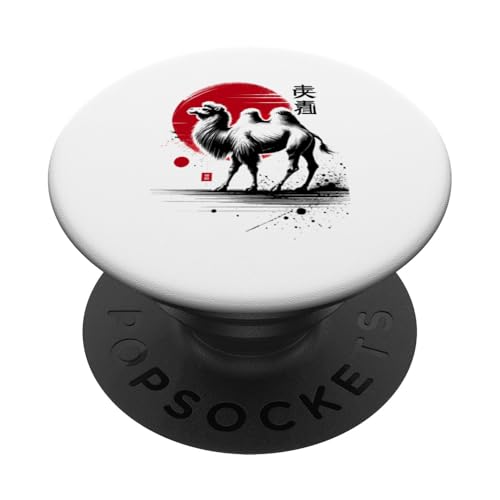 Camel Cool Sumi-e Animal Sunset PopSockets Klebender PopGrip von Funny Cute Happy and Cool Animal Design Love Store