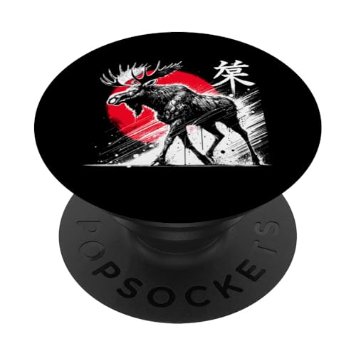 Elch Cool Sumi-e Animal Sunset. PopSockets Klebender PopGrip von Funny Cute Happy and Cool Animal Design Love Store