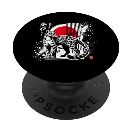 Ocelot Cool Sumi-e Animal Sunset PopSockets Klebender PopGrip von Funny Cute Happy and Cool Animal Design Love Store