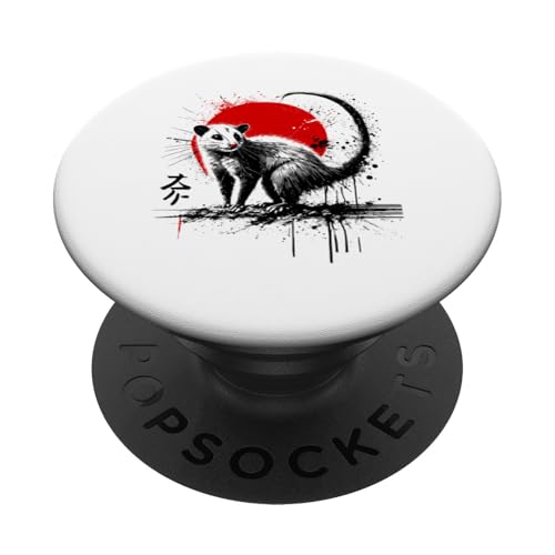 Opossum Cool Sumi-e Animal Sunset. PopSockets Klebender PopGrip von Funny Cute Happy and Cool Animal Design Love Store