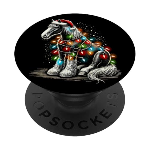 Lustiger Pferde-Reiter, stabiler Weihnachtsbaum-Lichter, Schlafanzug PopSockets Klebender PopGrip von Funny Cute Vinatge Christmas Animals Family Outfit