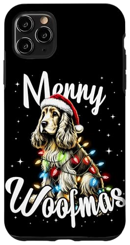 Hülle für iPhone 11 Pro Max Springer Spaniel Dog Merry Woofmas Weihnachtsbeleuchtung Santa Ha von Funny Cute Vinatge Christmas Animals Family Pajama