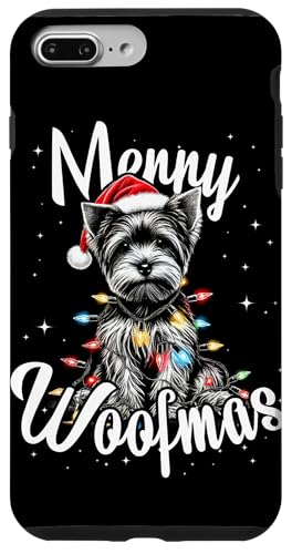 Hülle für iPhone 7 Plus/8 Plus Weihnachtsbeleuchtung Yorkshire Terrier Yorkie Dog Merry Woofmas von Funny Cute Vinatge Christmas Animals Family Pajama