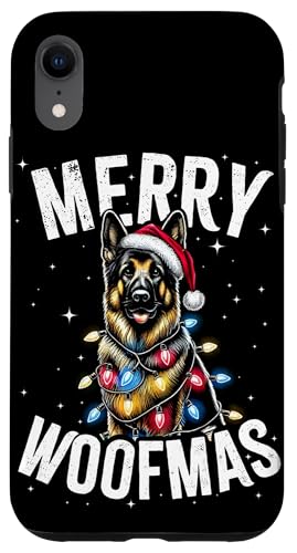 Hülle für iPhone XR GSD Deutscher Schäferhund Merry Woofmas Weihnachtsbeleuchtung von Funny Cute Vinatge Christmas Animals Family Pajama