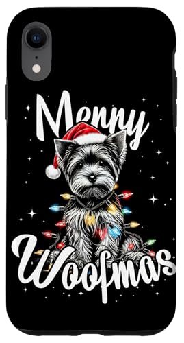 Hülle für iPhone XR Weihnachtsbeleuchtung Yorkshire Terrier Yorkie Dog Merry Woofmas von Funny Cute Vinatge Christmas Animals Family Pajama