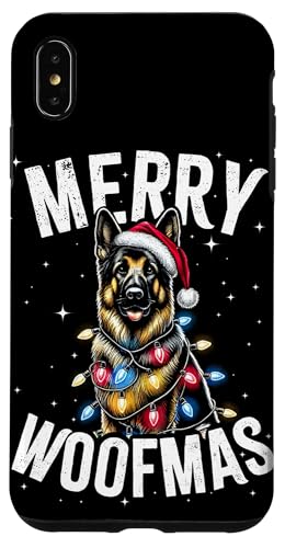 Hülle für iPhone XS Max GSD Deutscher Schäferhund Merry Woofmas Weihnachtsbeleuchtung von Funny Cute Vinatge Christmas Animals Family Pajama