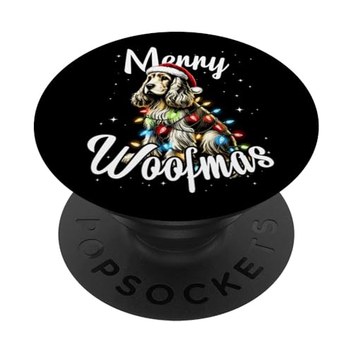 Springer Spaniel Dog Merry Woofmas Weihnachtsbeleuchtung Santa Ha PopSockets Klebender PopGrip von Funny Cute Vinatge Christmas Animals Family Pajama