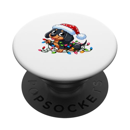 Dackel Weihnachtsbeleuchtung Hund Funny Xmas PopSockets Klebender PopGrip von Funny Dachshund Gifts