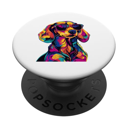 Dackel-Liebhaber mit Sonnenbrille Lustiger Dackel PopSockets Klebender PopGrip von Funny Dachshund Lovers Designs