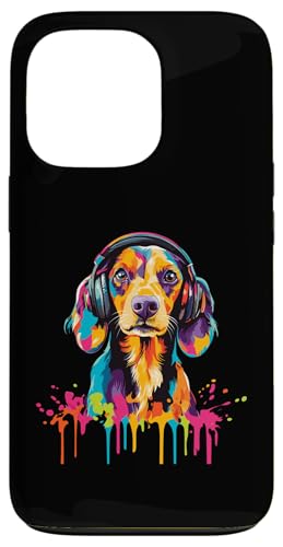 Hülle für iPhone 13 Pro Dackel-Liebhaber trägt Kopfhörer Lustiger Dackel von Funny Dachshund Lovers Designs