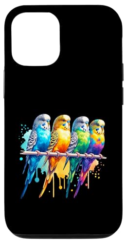 Hülle für iPhone 13 Pro Bunte Wellensittiche von Funny Designs