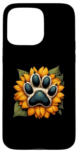 Hundepfote Sonnenblume – Vintage Cute Dog Soulmate Hund Welpe Hülle für iPhone 15 Pro Max von Funny Dog Gifts For Dog Lover