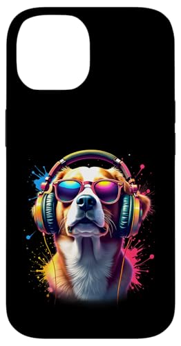 Bunte Hunde mit Kopfhörer & Brille Musikalischer Hundeliebhaber Hülle für iPhone 14 von Funny Dog Lover Shirt For Men Women And Kids