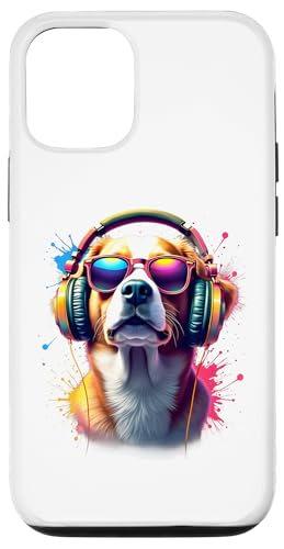 Hülle für iPhone 12/12 Pro Bunte Hunde mit Kopfhörer & Brille Musikalischer Hundeliebhaber von Funny Dog Lover Shirt For Men Women And Kids