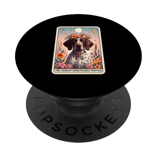 Deutsch Kurzhaar Hund Tarotkarte Floral Stern Mond PopSockets Klebender PopGrip von Funny Dog Lover Tarot Card Collection