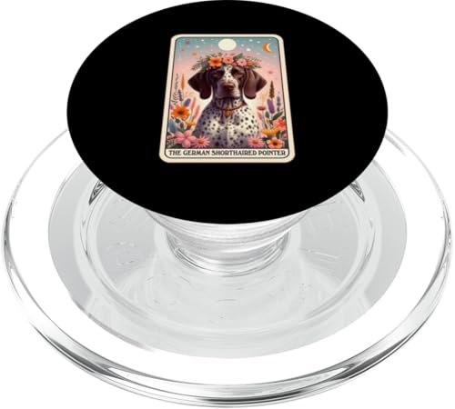 Deutsch Kurzhaar Hund Tarotkarte Floral Stern Mond PopSockets PopGrip für MagSafe von Funny Dog Lover Tarot Card Collection