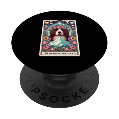 Tarotkarte Berner Sennenhund Blumen Stern Mond PopSockets Klebender PopGrip von Funny Dog Lover Tarot Card Collection