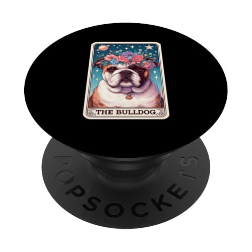 Tarotkarte Bulldogge Hund Floral Star Moon PopSockets Klebender PopGrip von Funny Dog Lover Tarot Card Collection