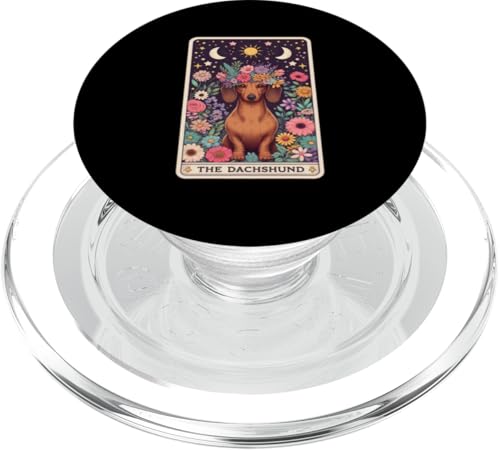 Tarotkarte Dackel Hund Floral Star Moon PopSockets PopGrip für MagSafe von Funny Dog Lover Tarot Card Collection