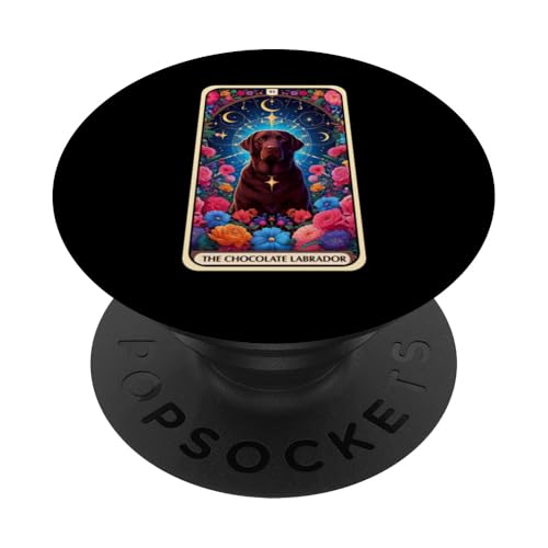 Tarotkarte mit Labrador-Motiv, Motiv: Schokoladen-Motiv PopSockets Klebender PopGrip von Funny Dog Lover Tarot Card Collection