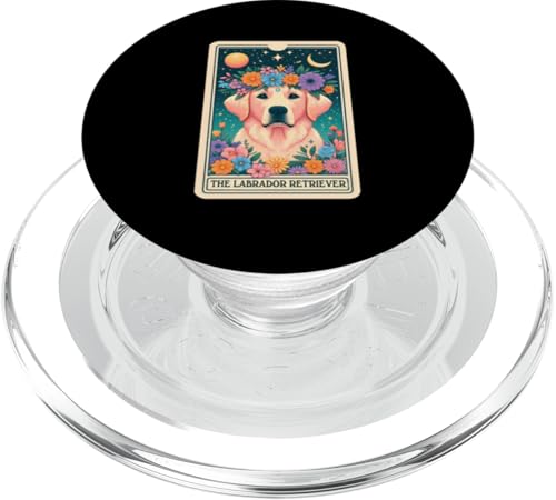 Tarotkarte mit Labrador-Retriever-Motiv, Motiv: Stern und Mond PopSockets PopGrip für MagSafe von Funny Dog Lover Tarot Card Collection