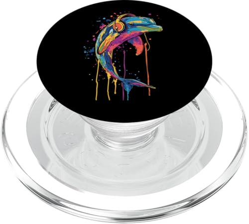 Delphin Lovers Pop Art trägt Kopfhörer Lustiger Delfin PopSockets PopGrip für MagSafe von Funny Dolphin Lovers Designs