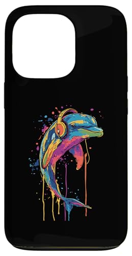 Hülle für iPhone 13 Pro Delphin Lovers Pop Art trägt Kopfhörer Lustiger Delfin von Funny Dolphin Lovers Designs