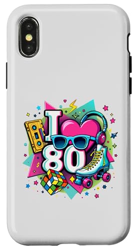 Hülle für iPhone X/XS Vintage 80er Jahre Party Outfit Herren Damen 80er Jahre I Love The 80s von Funny Eighties 80s Costume Party I Love The 80's