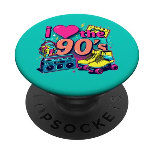 I love 90s Retro 1990er Jahre Thema Outfits 90er Jahre Kostüme PopSockets Klebender PopGrip von Funny Eighties 90s Costume Party I Love The 90's