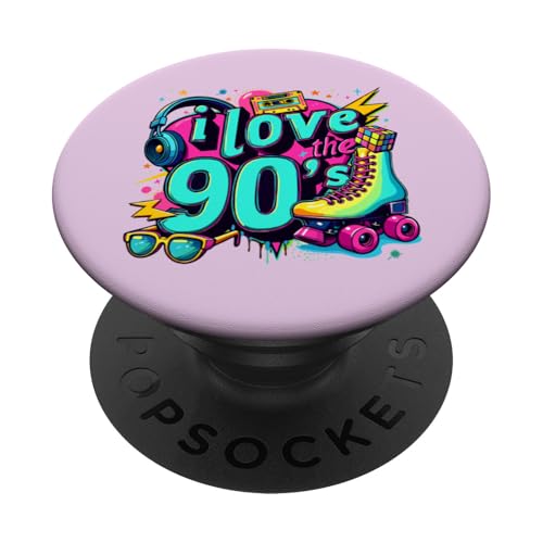 I love 90s Retro 1990er Jahre Thema Outfits 90er Jahre Kostüme PopSockets Klebender PopGrip von Funny Eighties 90s Costume Party I Love The 90's