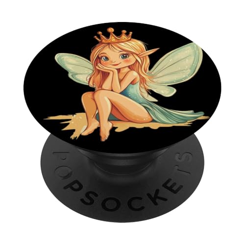 Eine königliche Fee mit einem schelmischen Lächeln für magische Liebhaber PopSockets Klebender PopGrip von Funny Fairy Crown Outfit