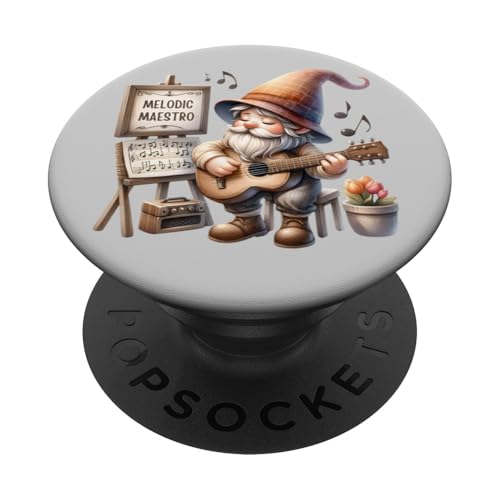 Dad Musician Gnome Daddy With Acoustic Guitar For Musicians PopSockets Klebender PopGrip von Funny Fathers Day Gnome Themed Gifts For Dad