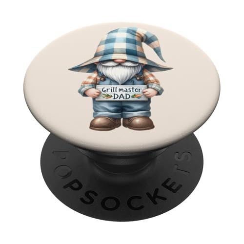 Grillmaster Dad Gnome Graphic For Grandpa Life Fathers Day PopSockets Klebender PopGrip von Funny Fathers Day Gnome Themed Gifts For Dad